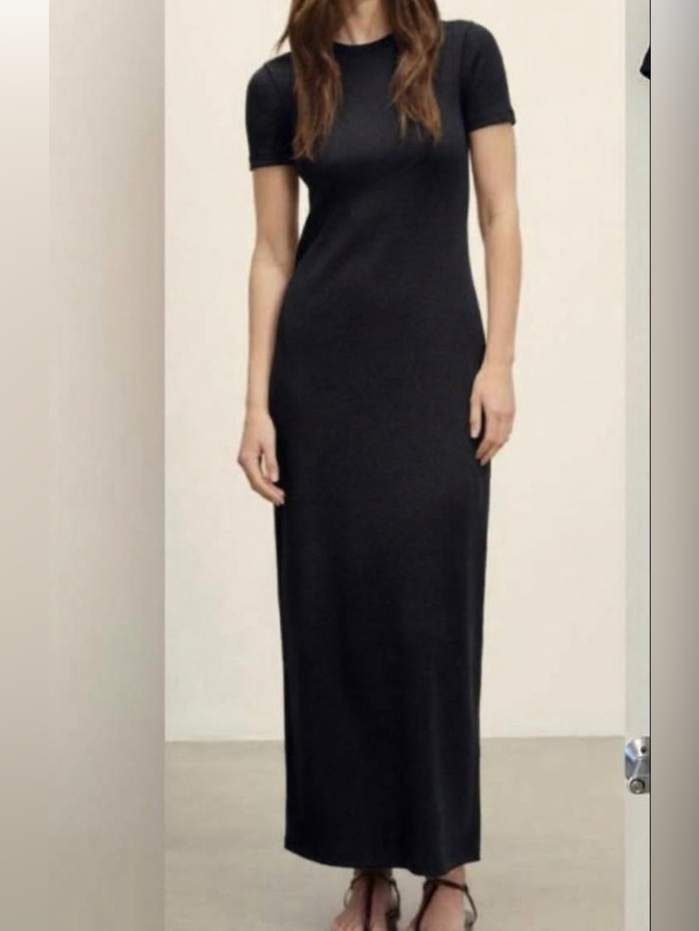 Buck Mason Women’s Ribbed Short-sleeve Black Tee Shirt Maxi Dress Size Small